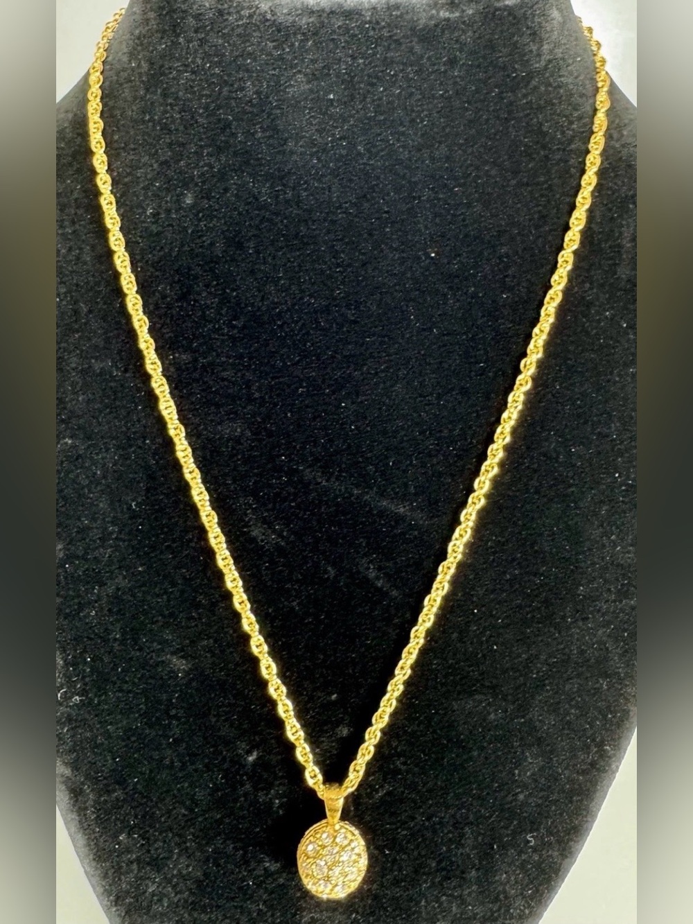 Vintage Avon Gold-tone Crystal Glitterball Crystal Encrusted Necklace 18" #1509